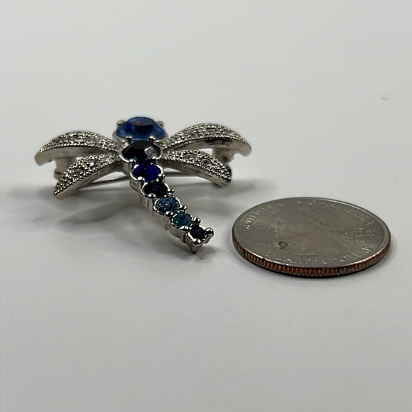 Vintage Blue Rhinestone Dragonfly Brooch - Picture 9 of 15